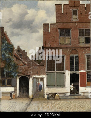 Blick auf Häuser in Delft Niederlande, bekannt als "Die kleine Straße", Johannes Vermeer, c. 1658 Stockfoto