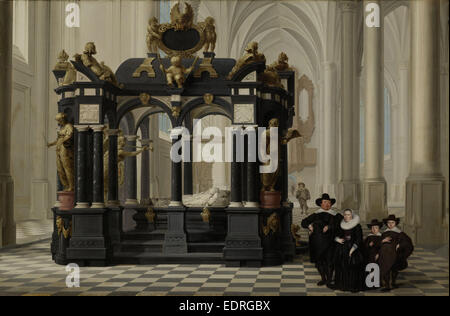 Eine Familie neben dem Grab von Prinz William in der Nieuwe Kerk, Delft, Dirck van Delen, 1645 Stockfoto