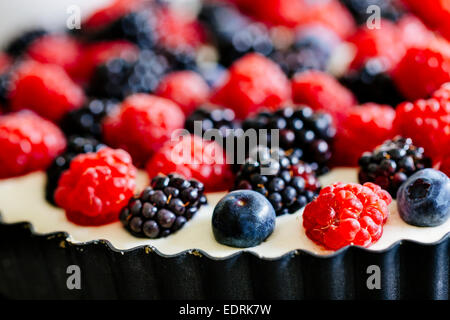 Berry und Mascarpone Torte Stockfoto