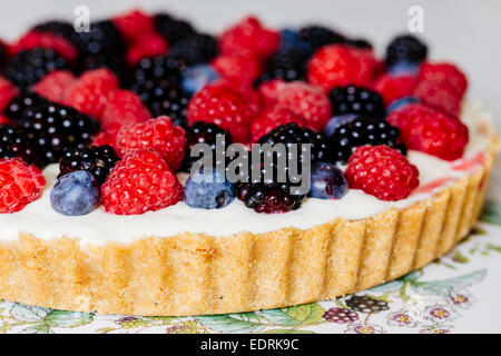 Berry und Mascarpone Torte Stockfoto