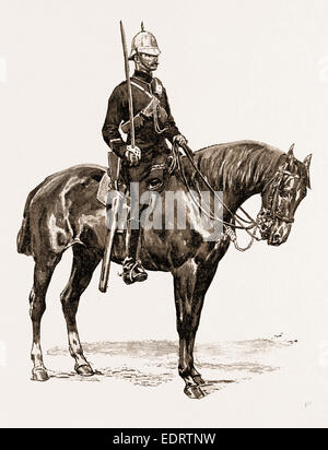 KOLONIALTRUPPEN, DIE IN DER JUBILÄUMS-PROZESSION, UK, 1897 STATTFAND: CAPE MOUNTED POLICE Stockfoto