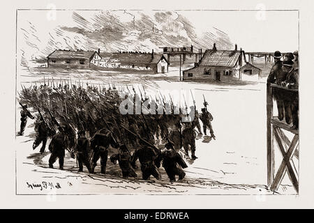 MARINE SHAM KAMPF AUF WHALE ISLAND, PORTSMOUTH, UK, 1886, ZEUGE VON VIELEN ABGEORDNETEN DES HOUSE OF COMMONS Stockfoto