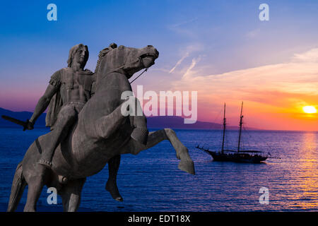 Statue von Alexander dem großen in Thessaloniki Stadt in Griechenland Stockfoto