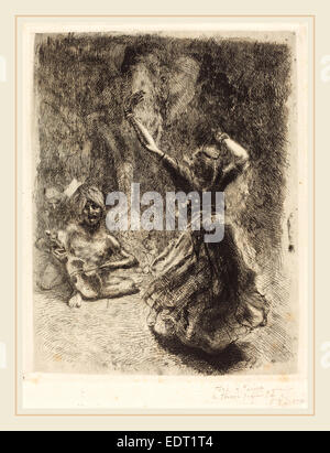 Albert Besnard, die Tänzer von Thanjavur (La Bayadère de Tanjore), Französisch, 1849-1934, 1914, Radierung in schwarz auf einfaches Papier Stockfoto