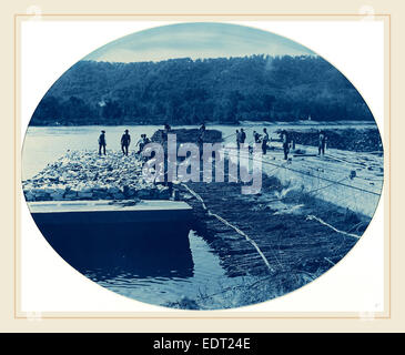 Henry Peter Bosse (American, 1844-1903), Bau von Rock und Pinsel Dam, L.W 1891 1891, Cyanotypie Stockfoto