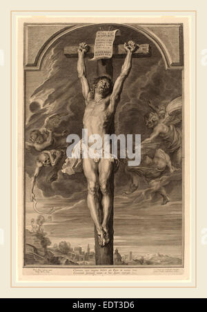 Paulus Pontius, Gravur nach Sir Peter Paul Rubens (Flämisch, 1603-1658), Christus am Kreuz, 1631, Stockfoto