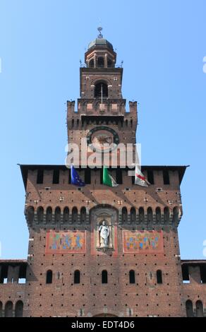 Die wichtigsten Turm Sforzesco Schloss in Mailand, Italien Stockfoto