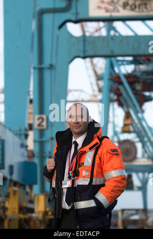 James Smart, angestellt an das Team von Liverpool Piloten Liverpool Pilot Services Ltd am Fluss Mersey, England, UK. Stockfoto