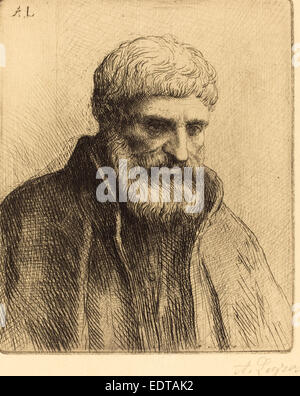 Alphonse Legros, Studie eines alten Mannes (Etude de Vieillard), Französisch, 1837-1911, Radierung Stockfoto