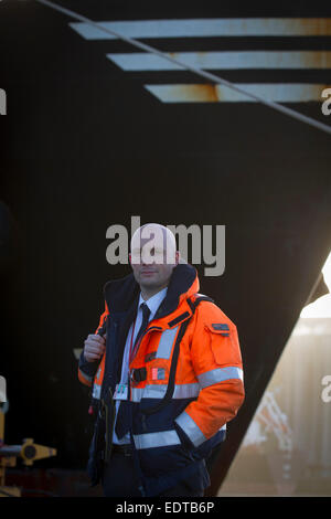 James Smart, angestellt an das Team von Liverpool Piloten Liverpool Pilot Services Ltd am Fluss Mersey, England, UK. Stockfoto