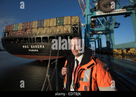 James Smart, angestellt an das Team von Liverpool Piloten Liverpool Pilot Services Ltd am Fluss Mersey, England, UK. Stockfoto