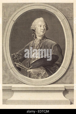 Louis-Jacques Cathelin nach Jean-Marc Nattier (Französisch, 1738-1739 - 1804), Louis Tocque, Gravur auf Bütten Stockfoto