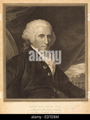 Thomas Holloway (Britisch, 1748-1827), Benjamin West, Ätzen und Gravur Stockfoto