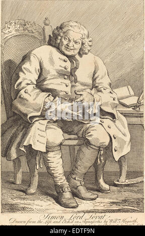 William Hogarth (Englisch, 1697-1764), Simon Lord Lovat, 1746, Radierung Stockfoto