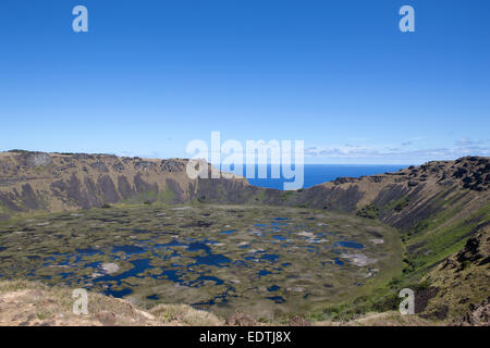 Rano Kau Krater, Osterinsel Stockfoto