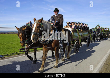 Leonhardifahrt in Oberbayern, Deutschland, traditionellen Leonhard Parade, Benediktbeuren, Leonhardifahrt in Benediktbeuern, obere B Stockfoto