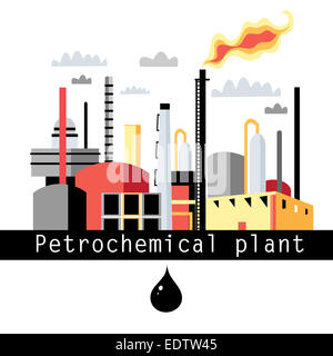 Grafiken petrochemische Anlage auf einem weißen Hintergrund Stockfoto