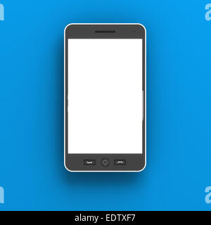 Generische Smartphone vor blauem Hintergrund, 3d Rendern Stockfoto