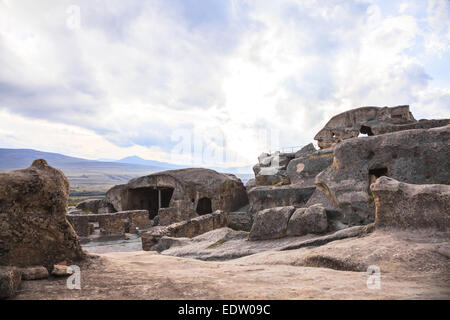 Uplistsikhe, schneiden Sie der alten Felsen Stadt in Georgien Stockfoto