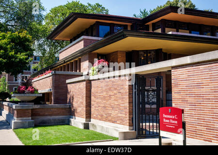 Chicago Illinois, Hyde Park, Frederick C. Robie House, Campus, University of Chicago, Architekt Frank Lloyd Wright entworfen, IL140907042 Stockfoto