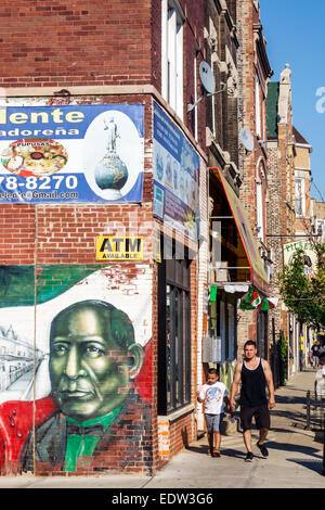 Chicago Illinois,Lower West Side,West 18th Street,Wandbild,Mexikanischer Präsident Benito Pablo Juárez García,Fahnenfarben,Hispanic Mann Männer männlich,Junge Jungen Kinder c Stockfoto