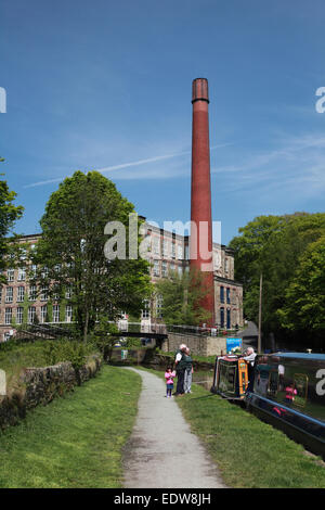 Clarence Mill, einer ehemaligen Baumwollspinnerei der Macclesfield Kanal in Bollington, Cheshire Stockfoto