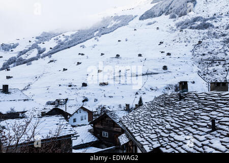 Hütten in den Alpen (Vals, Schweiz) Stockfoto