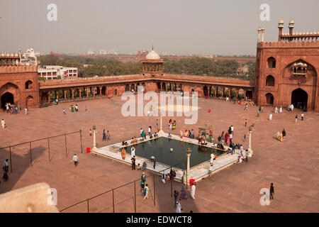 Innenhof des Freitag Moschee Jama Masjid, Delhi, Indien Stockfoto