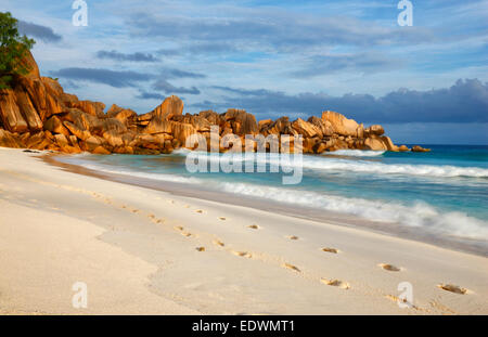 La Digue Seychellen Strand Stockfoto