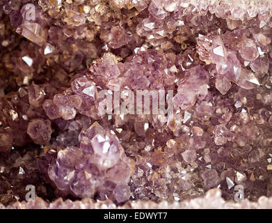 Amethyst Edelstein Druze Kristalle closeup Stockfoto