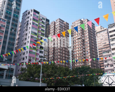 Hong Kong 2015 - Tall building high-Rise Wohnungen in Wan Chai Stockfoto
