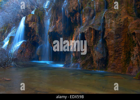 Cuervo Naturdenkmal, Vega del Cororno Cuervo Fluss Quelle, Serrania de Cuenca Cuenca Provinz Stockfoto