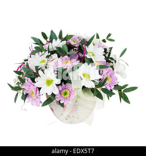 Bouquet von Gerbera Blumen in Vase, Isolated on White Background. Closeup. Stockfoto