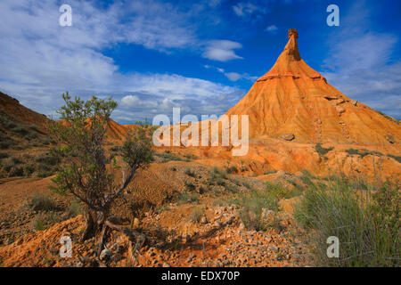 Arguedas, Bardenas Reales, Castildetierra, typische rock-Formation, Bardenas Reales Biosphären-Reservat, Navarra Stockfoto