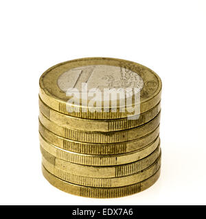 Stapel von ein-Euro-Münzen Stockfoto