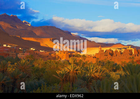 Tineghir, Tingħi, Tinghir, Todra-Tal, Todra Schluchten, Oase, Landschaft, alte Kasbah, Marokko, Nordafrika Stockfoto