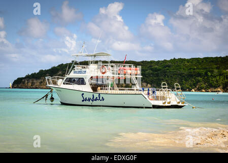 Sandals Grande Antigua Resort Dive Boot, Dickenson Bay, St. John's, Antigua Stockfoto