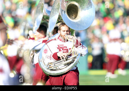 1. Januar 2015 Florida State Seminolen Blaskapelle während der College Football Playoff-Halbfinale in der Rose Bowl-Spiel präsentiert von Northwestern Mutual in der Rose Bowl in Pasadena, California.Charles Baus/CSM Stockfoto