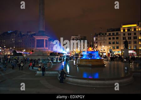 Trafalgar Square, London, UK. 11. Januar 2014. London-Rallye in Solidarität mit Frankreich nach den Terroranschlägen in Paris Stockfoto