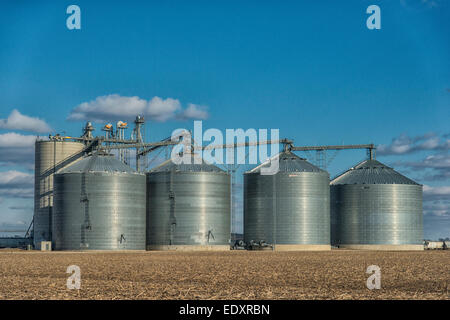 Korn-Lagerplätze in Zentral-Illinois landwirtschaftliche Region. Stockfoto