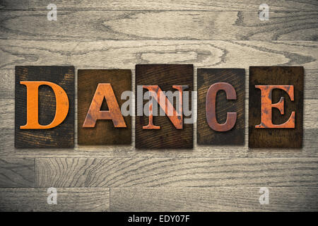 Das Wort "Tanz" in hölzernen Buchdruck Art geschrieben. Stockfoto