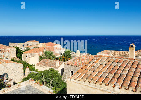 Der byzantinischen Burg-Stadt Monemvasia in Griechenland Stockfoto