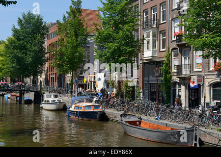 Canalside Gebäuden, Prinsengracht, Amsterdam, Noord-Holland, Niederlande, Europa Stockfoto