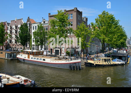 Kreuzung der Prinsengracht und Brouwersgracht Kanäle, Amsterdam, Noord-Holland, Niederlande, Europa Stockfoto