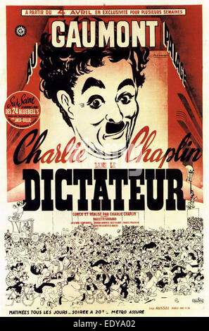 DER große Diktator - mit Charlie Chaplin, Paulette Goddard - United Artists 1941 - Regie: Charlie Chaplin - französische Filmplakat Stockfoto