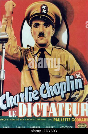 DER große Diktator - mit Charlie Chaplin, Paulette Goddard - United Artists 1941 - Regie: Charlie Chaplin - französische Filmplakat Stockfoto