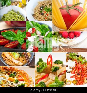 gesunde vegetarische vegane Lebensmittel Collage auf weißen Rahmen verschachtelt Stockfoto