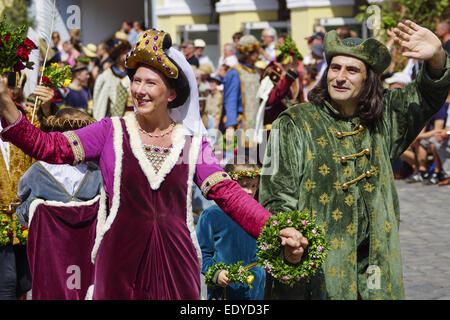 Mittelalterliche Spiele sind der Landshuter Hochzeit in Landshut, Niederbayern, Bayern, Deutschland, Europa, mittelalterliche Spiele d Stockfoto