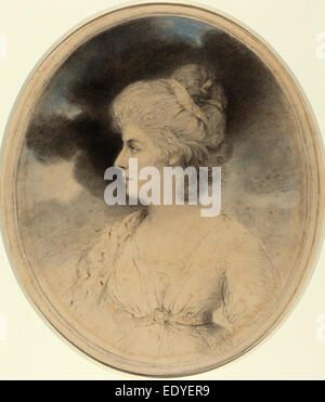 John Downman (Walisisch, 1750-1824), Portrait einer Frau im Profil, schwarze 1791, Kreide und Aquarell Stockfoto