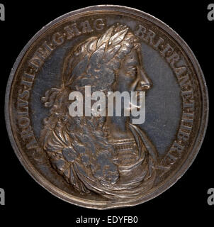 Jan Roettiers, Charles II, 1630-1685, König von England 1660 [Vorderseite], Flämisch, 1631-1703, Silber 1662, Stockfoto